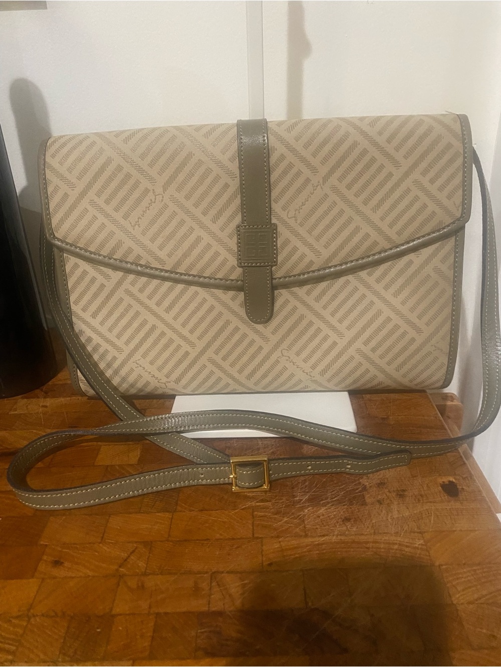 Givenchy G-Cube Canvas Crossbody Shoulder Bag in Beige and Olive